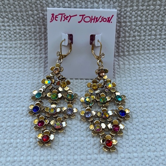 Betsey Johnson Flower Chandelier Earrings - Picture 1 of 2